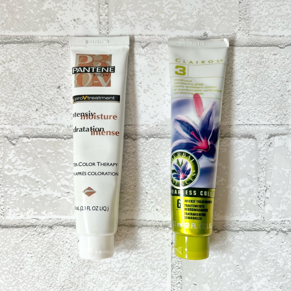 Weekly conditioner treatments by Clairol and Pantene
